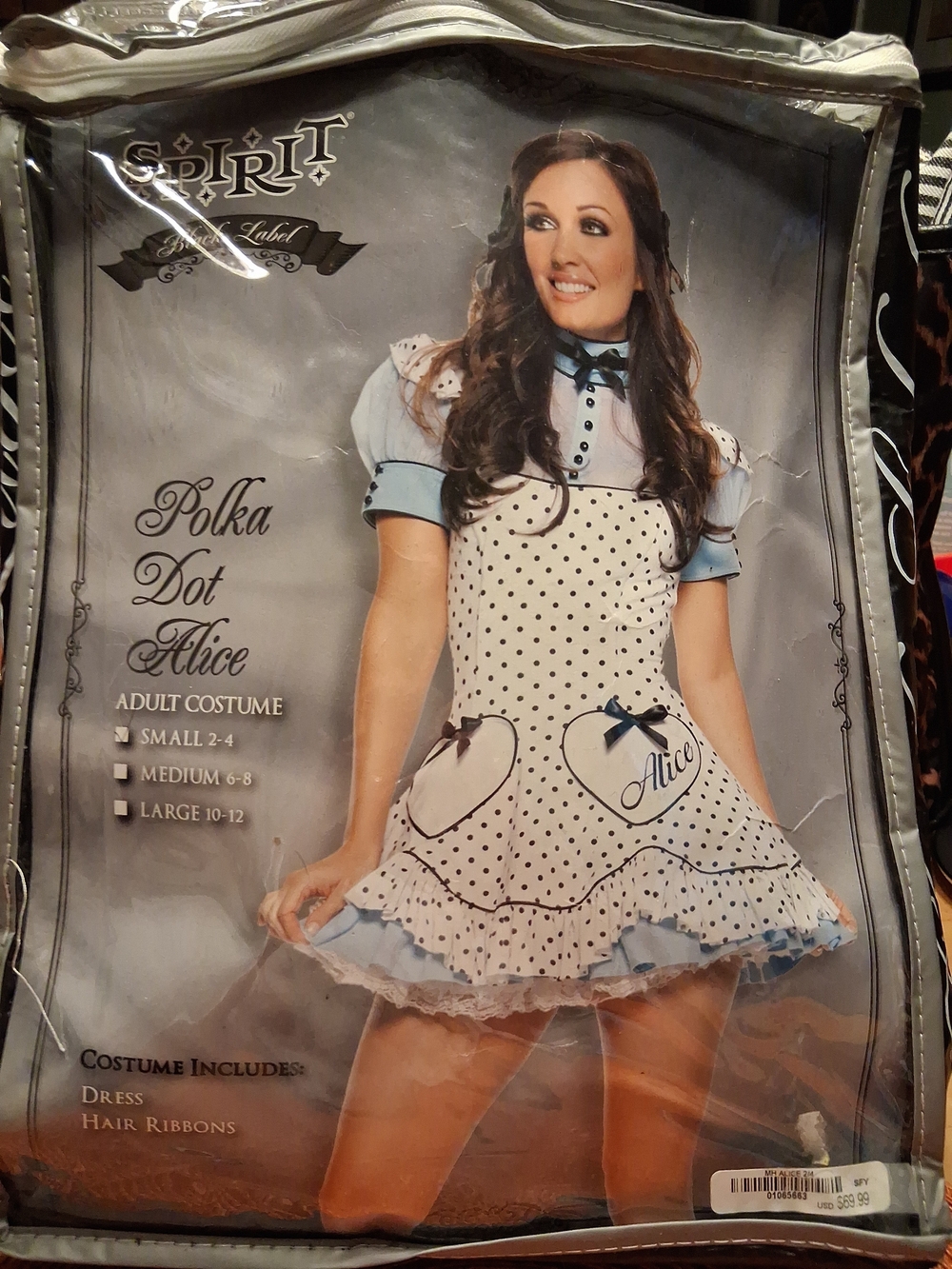 Spirit Halloween Black Label Polka Dot Alice Halloween Costume Dress Only Small